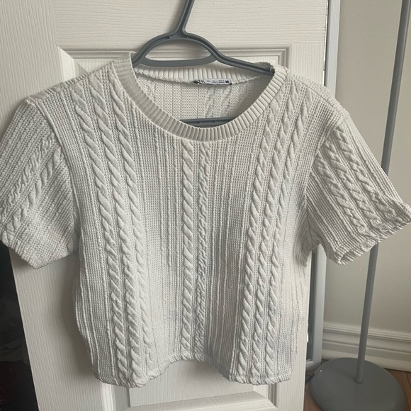 Zara White Short Sleeve Shirt, Large - Picture 1 of 4
